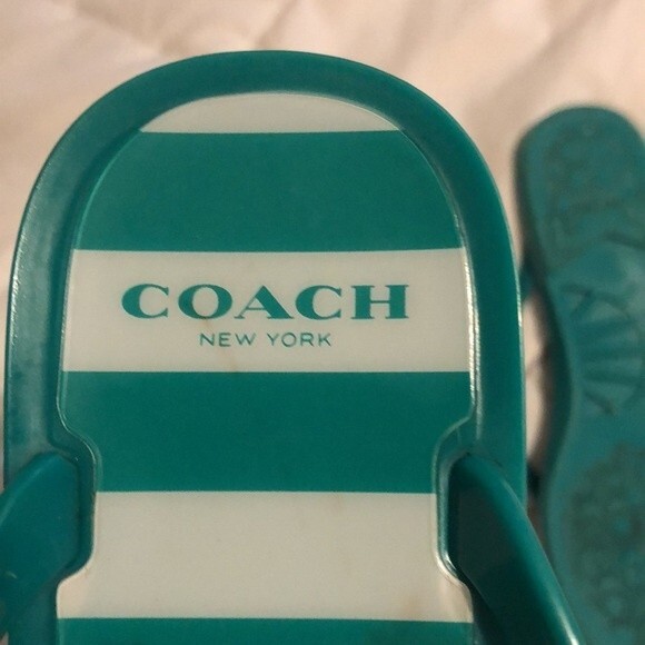 Coach Landon jelly stripped thong flip flops with bow with size 7 - Picture 6 of 7